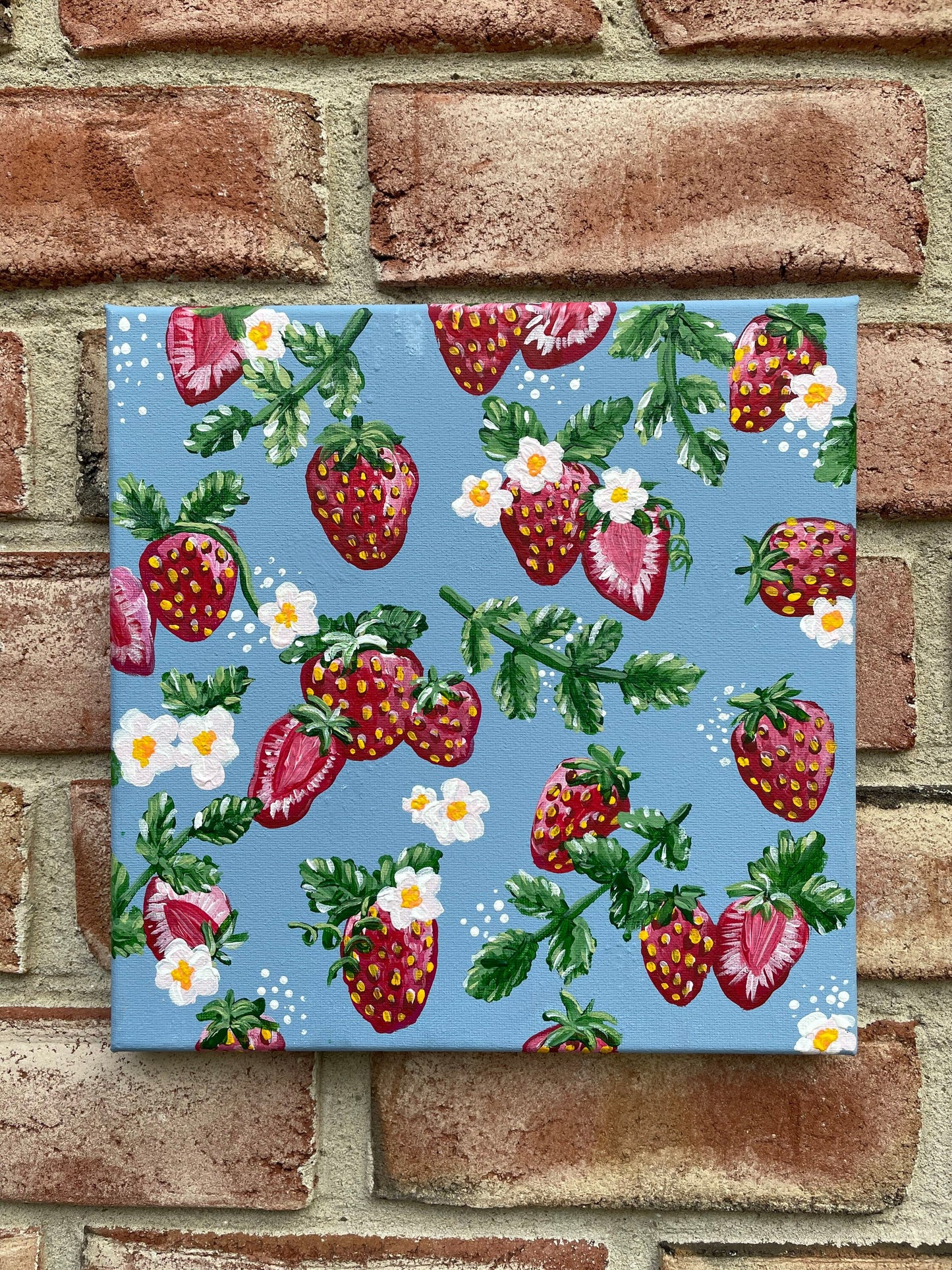 ORIGINAL 10 x 10 Strawberry Acrylic Art